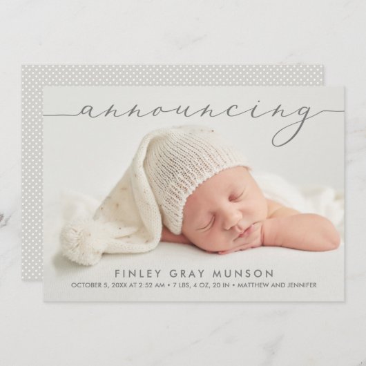ベビーの写真の誕生のお知らせ (正面/裏面)