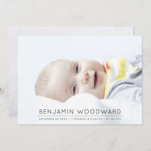 ベビーの写真の誕生のお知らせ (正面/裏面)