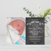 ベビーの写真の黒板の一口はパーティーに会い、 招待状 (スタンド正面)