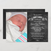 ベビーの写真の黒板の一口はパーティーに会い、 招待状 (正面/裏面)