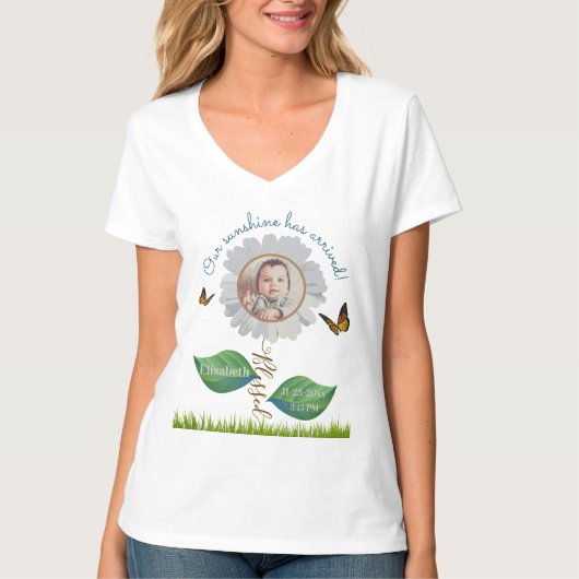 ベビーの写真名生年月日 Tシャツ (正面)