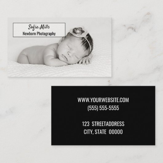 ベビーの写真撮影の生まれたばかりのなカメラマンの写真 名刺 (正面/裏面)