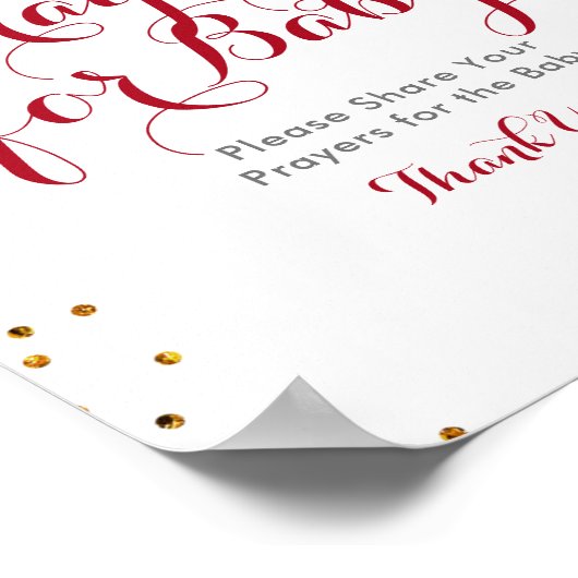 ベビーの冬のクリスマスフローラ祈りの言葉 ポスター (角)