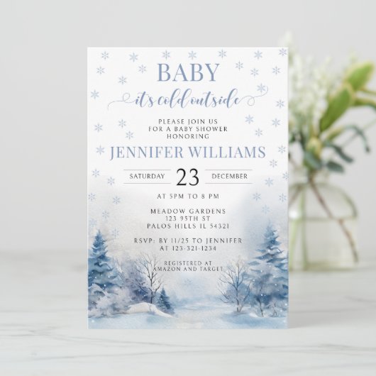 ベビーの冬のシャワーの冷たい招待 招待状 (スタンド正面)