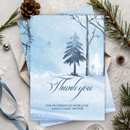 ベビーの冬の外の冷たいスノーフレークの赤ちゃんシャワー サンキューカード