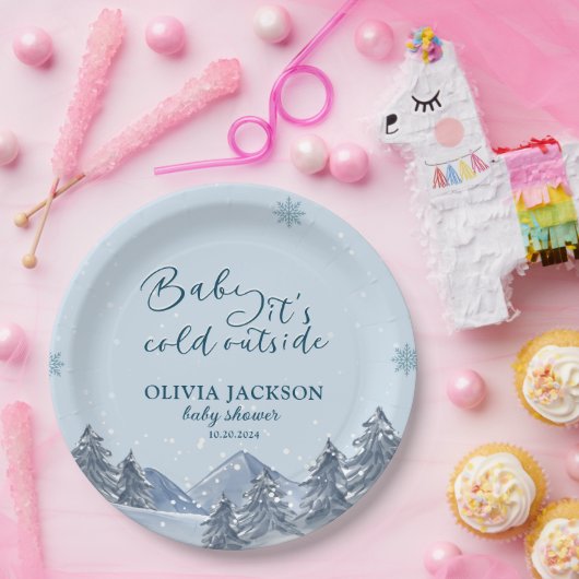 ベビーの冬の外の冷たいスノーフレークの赤ちゃんシャワー ペーパープレート (パーティー)