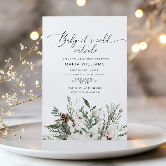 ベビーの冬の外の寒さ写真の赤ちゃんシャワー 招待状