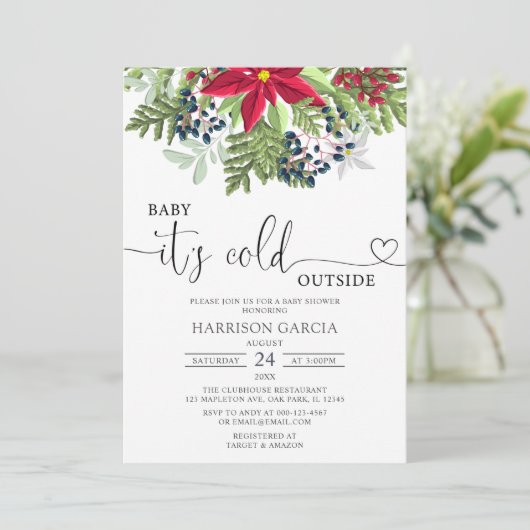 ベビーの冬の赤ちゃんシャワー外で寒さ 招待状 (スタンド正面)