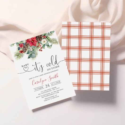 ベビーの冬の赤ちゃんシャワー外で寒さ 招待状