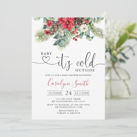 ベビーの冬の赤ちゃんシャワー外で寒さ 招待状 (スタンド正面)