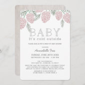 ベビーの冷たいピンクの松コーン駆動バイベビーシャワー 招待状 (正面/裏面)