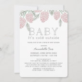 ベビーの冷たいピンクの松コーン駆動バイベビーシャワー 招待状 (正面)