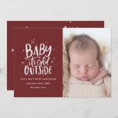 ベビーの冷たい写真の誕生発表 セーブザデート (正面/裏面)