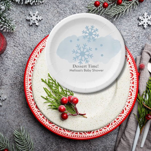 ベビーの冷たい冬のスノーフレークのデザート ペーパープレート