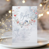 ベビーの冷たい外のほこりっぽい青い赤ちゃんシャワー 招待状