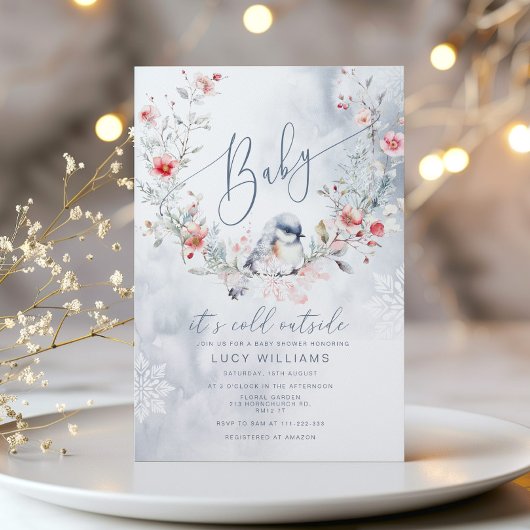 ベビーの冷たい外のほこりっぽい青い赤ちゃんシャワー 招待状