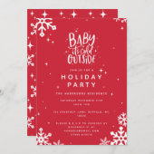 ベビーの冷たい外の休日パーティーの招待 セーブザデート (正面/裏面)