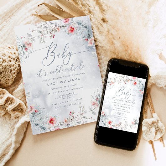 ベビーの冷たい外エレガント霜の赤ちゃんシャワー 招待状