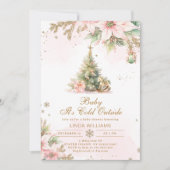 ベビーの冷たい外ピンクのクリスマスベビーシャワー 招待状 (正面)