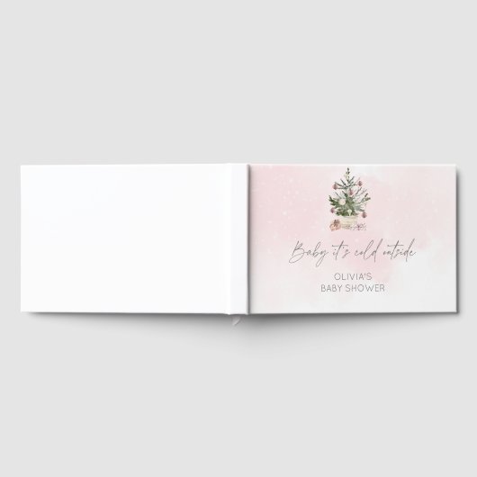 ベビーの冷たい外ピンクの赤ちゃんシャワー ゲストブック (全面)