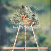 ベビーの冷たい外素朴鹿の冬の赤ちゃんシャワー アクリルサイン (ニュートラル)