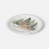 ベビーの冷たい外素朴鹿の冬の赤ちゃんシャワー ペーパープレート (アングル)