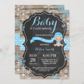 ベビーの冷たい屋外の青い男の子のベビーシャワー 招待状 (正面/裏面)