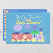 ベビーの列車のベビーシャワーの招待状 招待状 (正面/裏面)