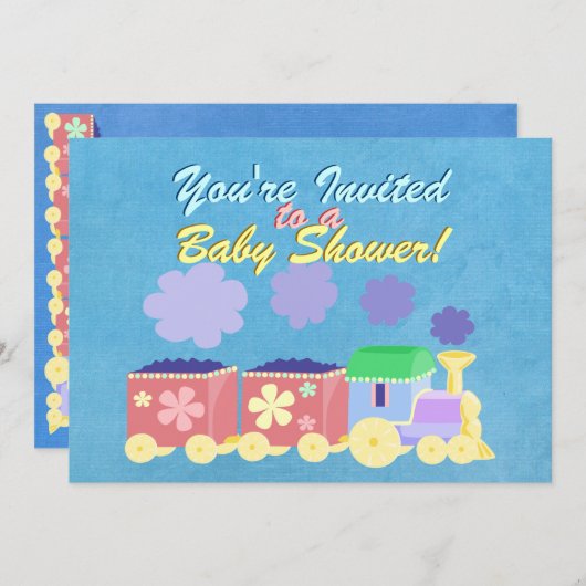 ベビーの列車のベビーシャワーの招待状 招待状 (正面/裏面)