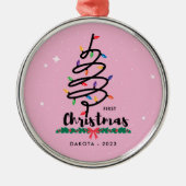 ベビーの初めてのクリスマスお洒落のライトツリー メタルオーナメント (正面)