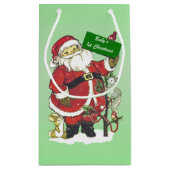 ベビーの初めてのクリスマスかわいいサンタサイン スモールペーパーバッグ (裏面)