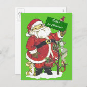 ベビーの初めてのクリスマスかわいいサンタ シーズンポストカード (正面/裏面)