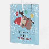 ベビーの初めてのクリスマスかわいいスロッスウィンターホリデイ ガラスオーナメント (正面左)