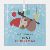ベビーの初めてのクリスマスかわいいスロッスウィンターホリデイ ガラスオーナメント (正面)