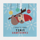 ベビーの初めてのクリスマスかわいいスロッスウィンターホリデイ ガラスオーナメント (裏面)