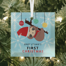 ベビーの初めてのクリスマスかわいいスロッスウィンターホリデイ ガラスオーナメント