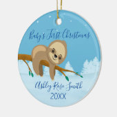 ベビーの初めてのクリスマスかわいいナマズ冬 セラミックオーナメント (左)