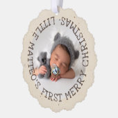 ベビーの初めてのクリスマスかわいいヴィンテージ写真の追加 オーナメントカード (左)
