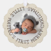 ベビーの初めてのクリスマスかわいいヴィンテージ写真の追加 オーナメントカード (正面)