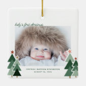 ベビーの初めてのクリスマスかわいい休日の木の写真 セラミックオーナメント (裏面)