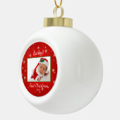 ベビーの初めてのクリスマスかわいい写真赤いハート セラミックボールオーナメント (右)