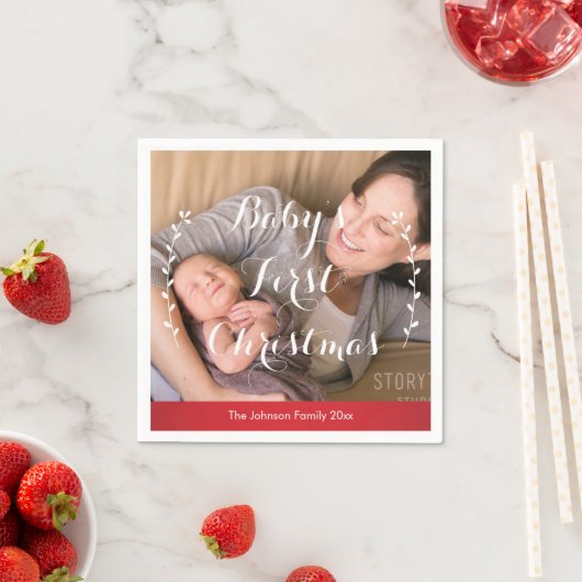 ベビーの初めてのクリスマスかわいい紙ナプキンス スタンダードカクテルナプキン (インサイチュ)