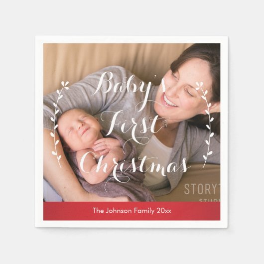 ベビーの初めてのクリスマスかわいい紙ナプキンス スタンダードカクテルナプキン (正面)