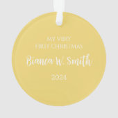 ベビーの初めてのクリスマスかわいい金ゴールドモダン エレガント オーナメント (裏面)