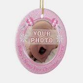 ベビーの初めてのクリスマスと写真と文字 セラミックオーナメント (右)