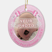 ベビーの初めてのクリスマスと写真と文字 セラミックオーナメント (左)