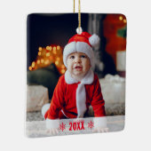 ベビーの初めてのクリスマスと家族のベビー写真 セラミックオーナメント (右)