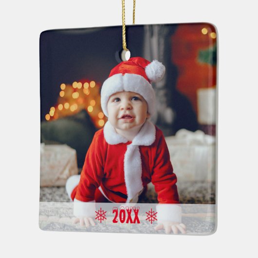 ベビーの初めてのクリスマスと家族のベビー写真 セラミックオーナメント (左)