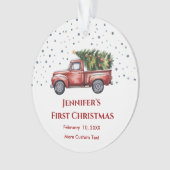 ベビーの初めてのクリスマスと誕生統計の写真 オーナメント (正面)