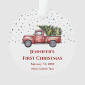 ベビーの初めてのクリスマスと誕生統計の写真 オーナメント (正面)